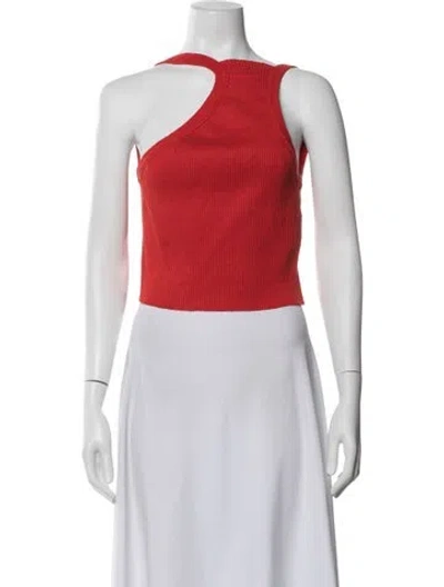 Pre-owned Jacquemus Linen Asymmetrical Crop Top In Red