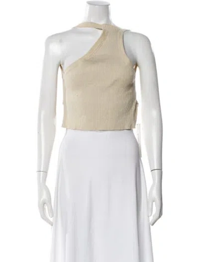 Pre-owned Jacquemus Linen Asymmetrical Crop Top In White