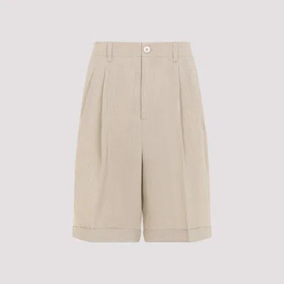 Jacquemus Linen Blend Casual Shorts For Men In Neutral