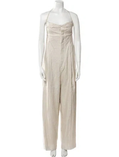 Pre-owned Jacquemus Linen Cowl Neck Jumpsuit In Neutral