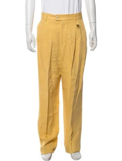 Pre-owned Jacquemus Linen Dress Pants In Yellow