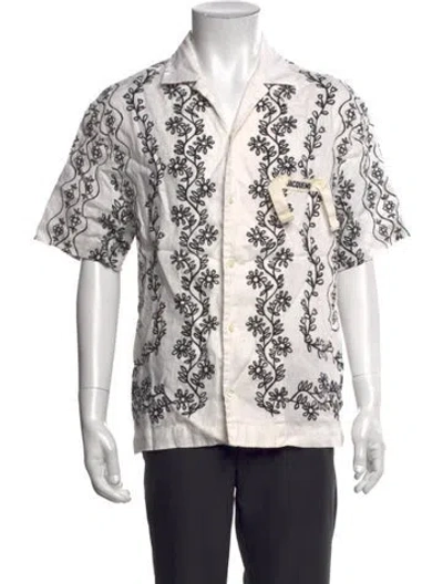 Pre-owned Jacquemus Linen Floral Print Shirt In Black/white