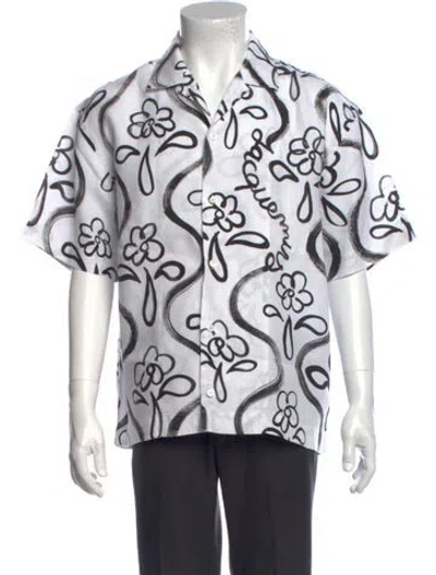 Pre-owned Jacquemus Linen Floral Print Shirt In White