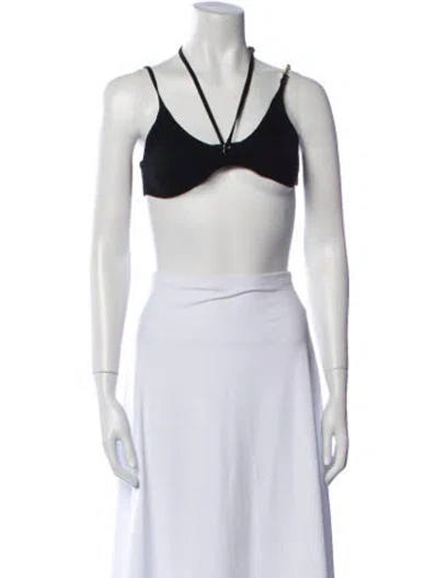 Pre-owned Jacquemus Linen Halterneck Crop Top In Black