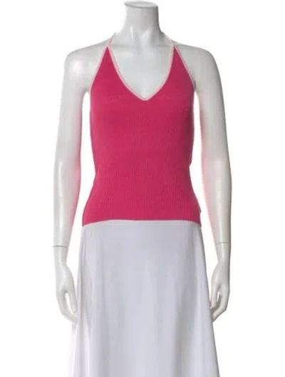 Pre-owned Jacquemus Linen Halterneck Crop Top In Pink