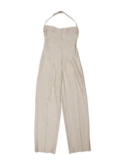 Pre-owned Jacquemus Linen Halterneck Jumpsuit In Gray