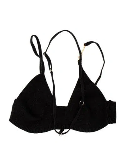 Pre-owned Jacquemus Linen Halterneck Sports Bra In Black