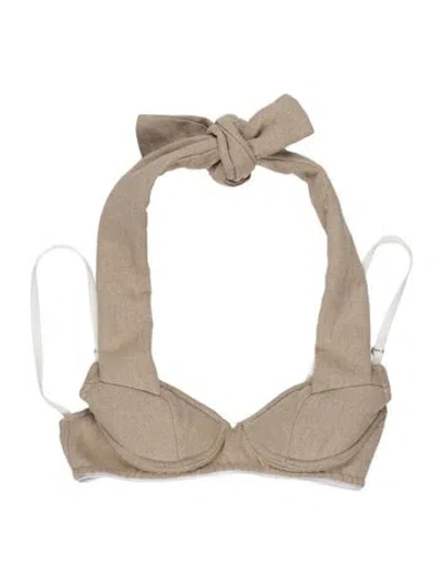 Pre-owned Jacquemus Linen Halterneck Sports Bra In Neutral