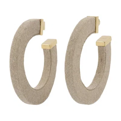 Jacquemus Linen Hoop Earrings In Beige