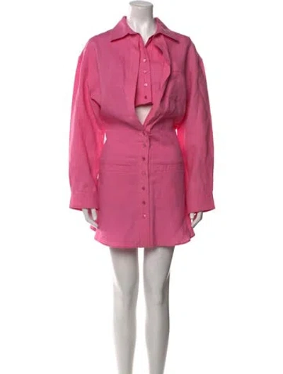 Pre-owned Jacquemus Linen Mini Dress In Pink