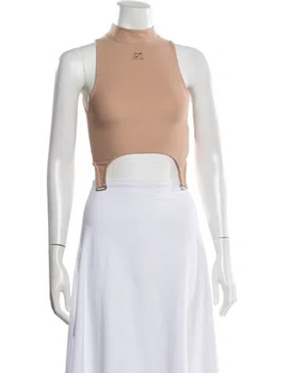 Pre-owned Jacquemus Linen Mock Neck Crop Top In Black