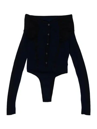 Pre-owned Jacquemus Linen Off-the-shoulder Bodysuit In Blue