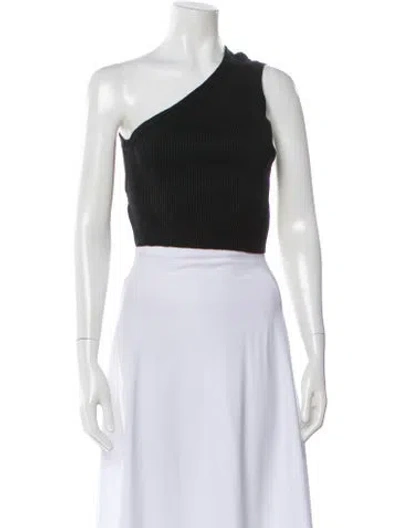 Pre-owned Jacquemus Linen One-shoulder Crop Top In Black
