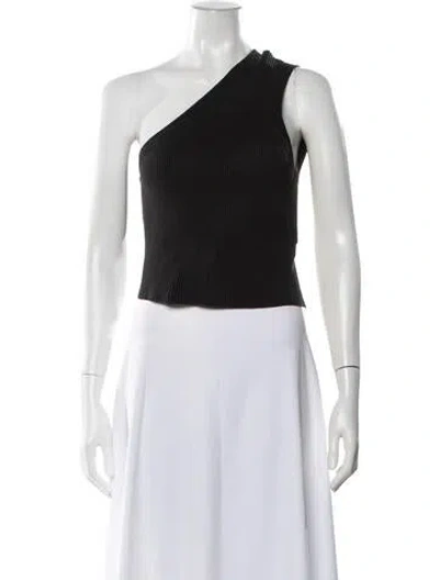 Pre-owned Jacquemus Linen One-shoulder Crop Top In Black