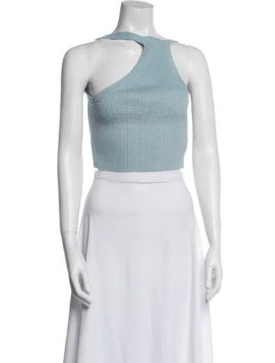 Pre-owned Jacquemus Linen One-shoulder Crop Top In Blue