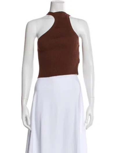 Pre-owned Jacquemus Linen One-shoulder Crop Top In Brown