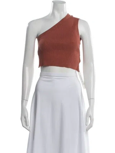 Pre-owned Jacquemus Linen One-shoulder Crop Top In Brown