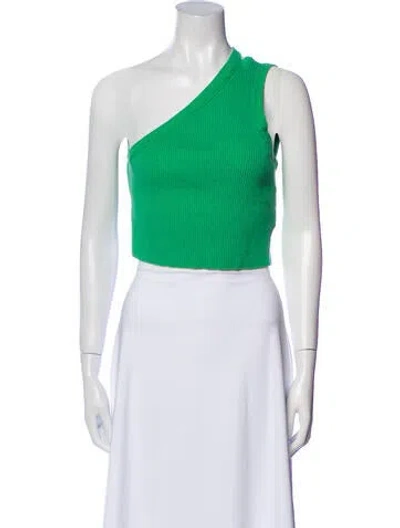 Pre-owned Jacquemus Linen One-shoulder Crop Top In Green