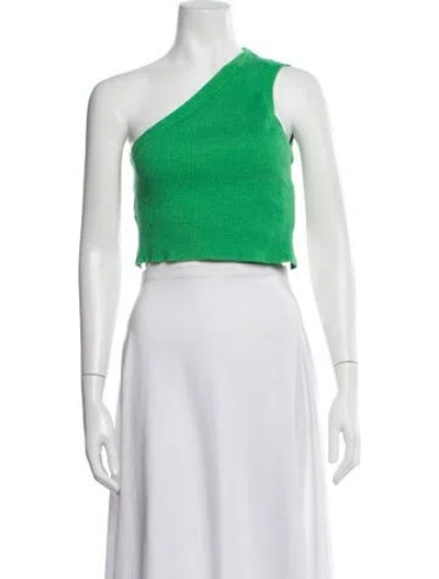 Pre-owned Jacquemus Linen One-shoulder Crop Top In Green