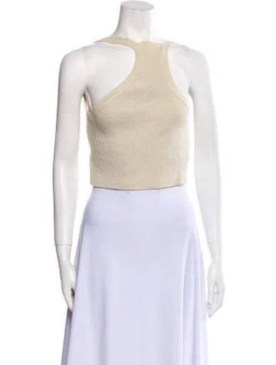Pre-owned Jacquemus Linen One-shoulder Crop Top In Neutral