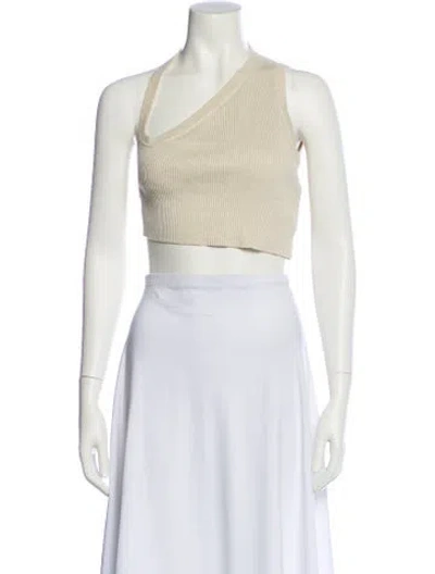 Pre-owned Jacquemus Linen One-shoulder Crop Top In Neutral