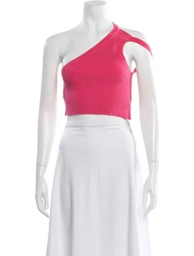 Pre-owned Jacquemus Linen One-shoulder Crop Top In Pink