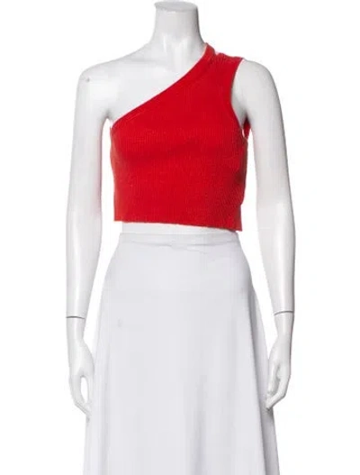 Pre-owned Jacquemus Linen One-shoulder Crop Top In Red