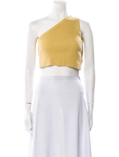 Pre-owned Jacquemus Linen One-shoulder Crop Top In Yellow