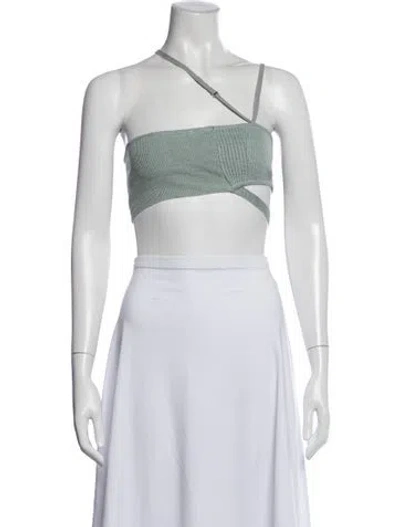 Pre-owned Jacquemus Linen One-shoulder Crop Top In Yellow