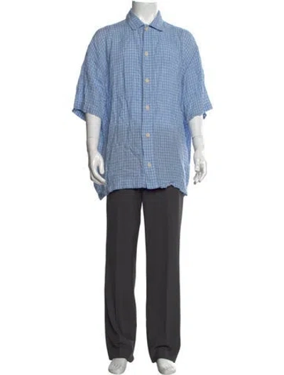 Pre-owned Jacquemus Linen Plaid Print Shirt In Blue