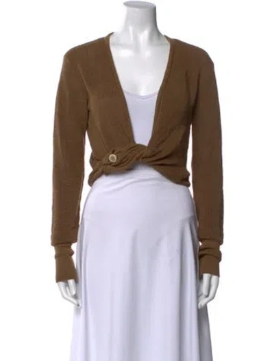 Pre-owned Jacquemus Linen Plunge Neckline Sweater In Green