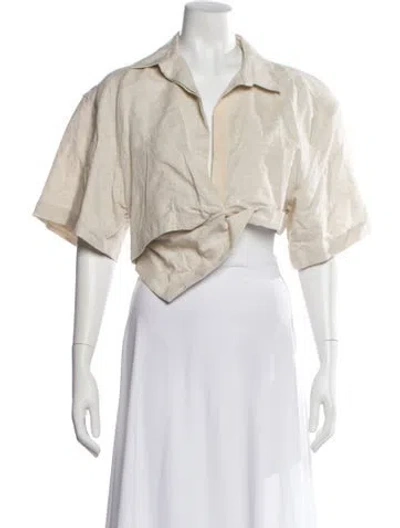 Pre-owned Jacquemus Linen Short Sleeve Crop Top In Neutral