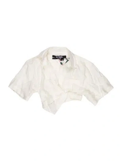Pre-owned Jacquemus Linen Short Sleeve Crop Top In White