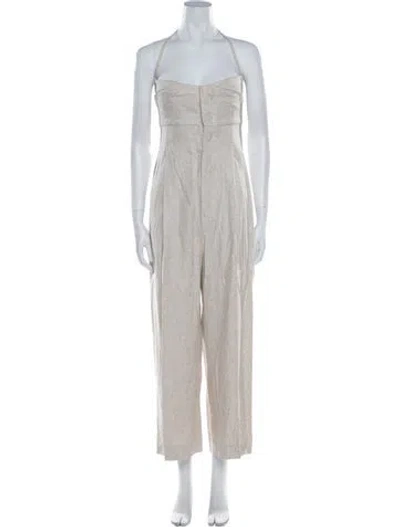 Pre-owned Jacquemus Linen Square Neckline Jumpsuit In White
