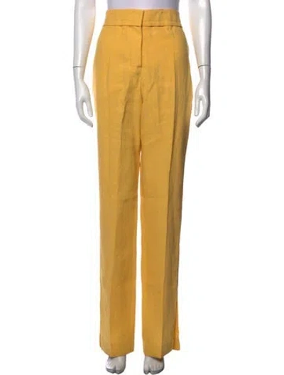 Pre-owned Jacquemus Linen Straight Leg Pants W/ Tags In Yellow