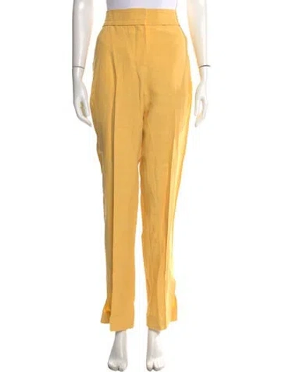 Pre-owned Jacquemus Linen Straight Leg Pants In Yellow