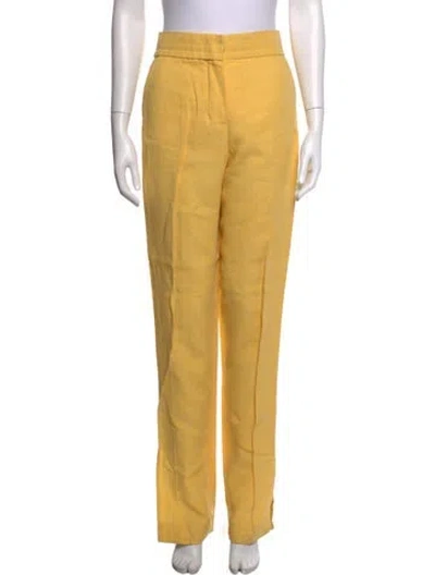 Pre-owned Jacquemus Linen Straight Leg Pants In Yellow
