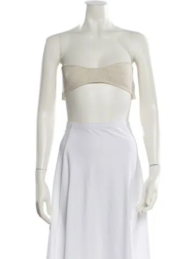 Pre-owned Jacquemus Linen Strapless Crop Top In Yellow
