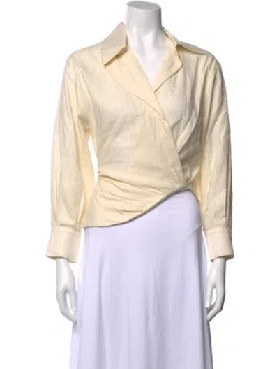 Pre-owned Jacquemus Linen V-neck Blouse In Neutrals