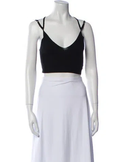 Pre-owned Jacquemus Linen V-neck Crop Top In Black