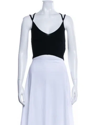 Pre-owned Jacquemus Linen V-neck Crop Top In Black