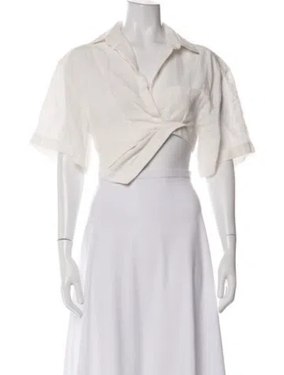 Pre-owned Jacquemus Linen V-neck Crop Top In Neutrals