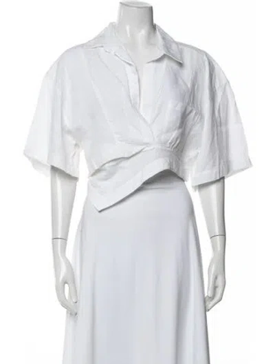 Pre-owned Jacquemus Linen V-neck Crop Top In Neutrals