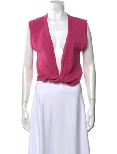 Pre-owned Jacquemus Linen V-neck Crop Top In Pink