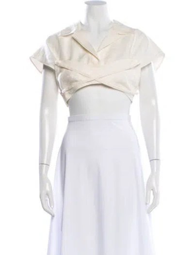 Pre-owned Jacquemus Linen V-neck Crop Top In White