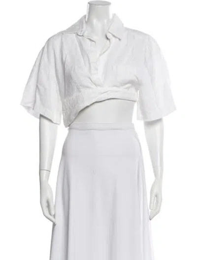 Pre-owned Jacquemus Linen V-neck Crop Top In White