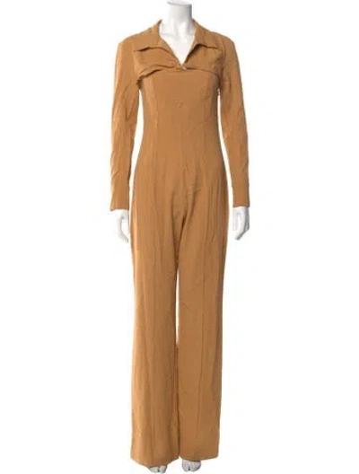 Pre-owned Jacquemus Linen V-neck Jumpsuit W/ Tags In Brown
