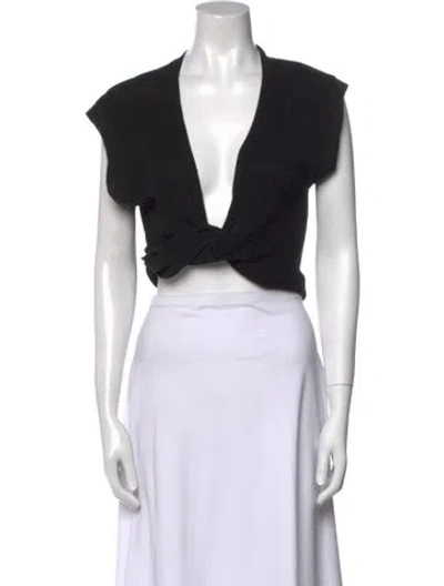 Pre-owned Jacquemus Linen V-neck Sweater In Black