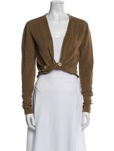 Pre-owned Jacquemus Linen V-neck Sweater In Brown