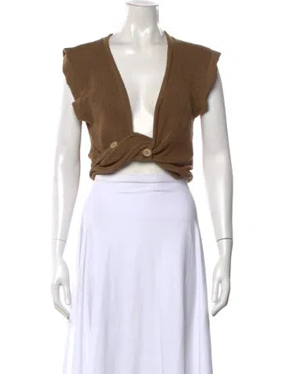 Pre-owned Jacquemus Linen V-neck Sweater In Brown
